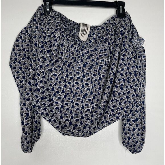 Free People Zebras Puffer Cropped Off The Shoulder Top Women's Size Medium - Picture 11 of 11